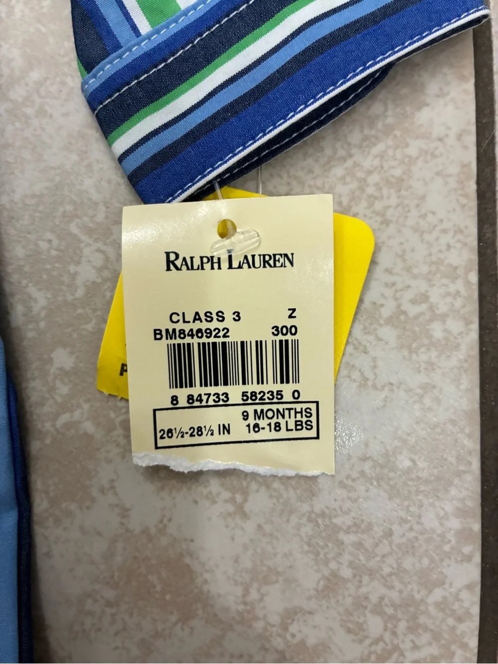 Ralph Lauren Blue, Green & White Striped Polo Romper Pajama